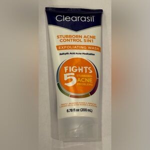 Clearasil 5 in 1 Exfoliating Facial Wash for Stubborn Acne, 6.78 oz.